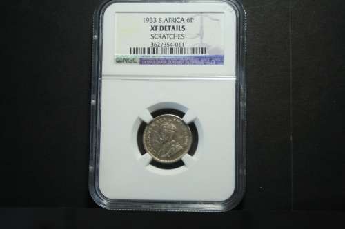 1933 6 PENCE NGC GRADED XF DETAIL